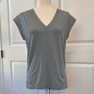 ATHLETA Women's Green Gray V-Neck Top